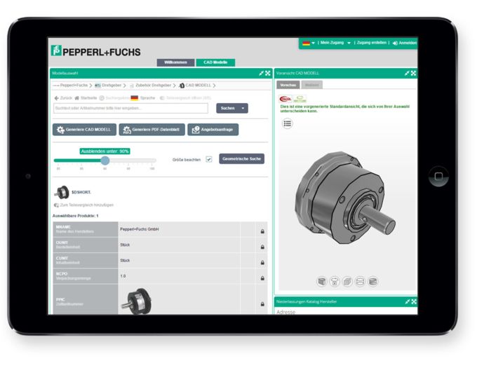 Ingenieure haben unter der Adresse http://pepperl-fuchs.partcommunity.com Zugang zu derzeit 5800 CAD Komponenten von Pepperl+Fuchs.