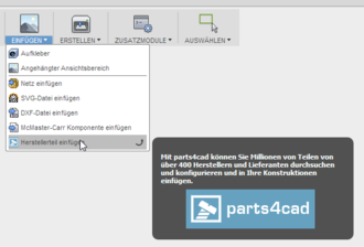 parts4cad in Autodesk Fusion 360
